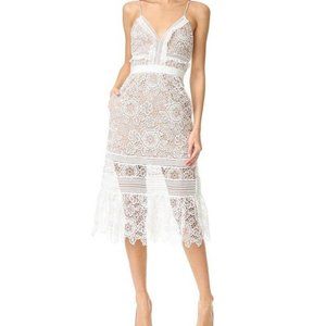 Self-Portrait Floral Blush Midi Dress White Size 4